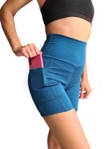 Short Academia Meia Coxa com Bolso Lisa e Estampado Legging Feminina Suplex Fitness Cós Alto