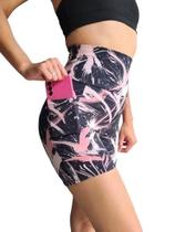 Short Academia Meia Coxa com Bolso Lisa e Estampado Legging Feminina Suplex Fitness Cós Alto