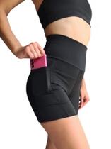 Short Academia Meia Coxa com Bolso Lisa e Estampado Legging Feminina Suplex Fitness Cós Alto