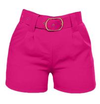 Short alfaiataria cintura alta com bolsos cinto e zíper