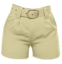 Short alfaiataria cintura alta com bolsos cinto e zíper