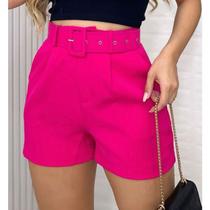 Short alfaiataria com cinto casual moda feminina