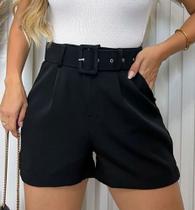 Short alfaiataria com cinto casual novidade feminina