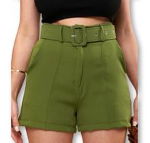 Short alfaiataria com cinto moda feminina