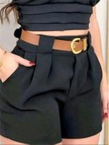 Short Alfaiataria Feminino Curto com Anel Larga Short Alfaiataria Feminino Curto com Anel Larga