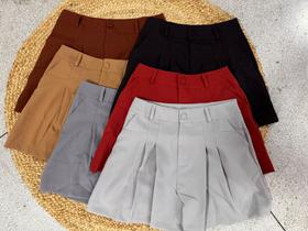 Short alfaiataria plissado, tecido premium