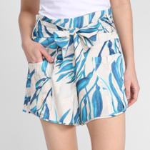 Short All Is Love Amarração Bolsos Frontais Algas Feminino