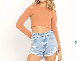 Short alto destroyed com lastro - Short alto destroyed com lastro -
