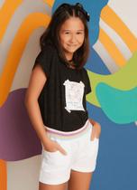 Short Be Happy Branco Alphabeto Short Be Happy Branco Alphabeto