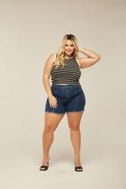 Short Bermuda Feminina Cintura Alta Plus Size Modeladora Confortável Top com Elastano
