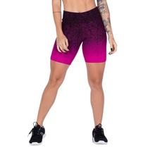 Short Bermuda Feminina Poliamida Degradê Cintura Alta Compressão Suplex Meia Coxa Academia Fitness