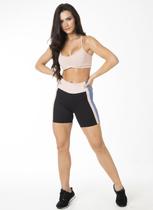 Short Bermuda Feminina Poliamida Fitness Recortes 3 Cores