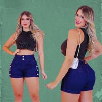 Short Bermuda Jeans de Verão com Detalhes em 8 Botões