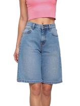 Short Bermuda Jeans Feminina Jorts Cintura Alta 100 Algodão