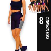 Short Bermuda Leg Legging COM BOLSOS Suplex Fitness Academia Feminino 665 - Iron