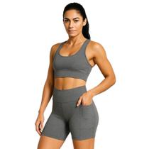 SHORT Bermuda Leg Legging LISO com BOLSO Suplex Reforçado Fitness Academia Yoga 1053