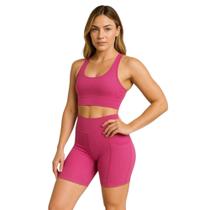 SHORT Bermuda Leg Legging LISO com BOLSO Suplex Reforçado Fitness Academia Yoga 1053