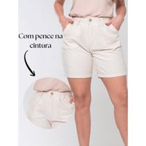Short Bermuda Linho Feminino meia coxa Cintura Alta Com bolso na frente e ziper Short Bermuda Linho Feminino meia coxa Cintura Alta Com bolso na frente e ziper