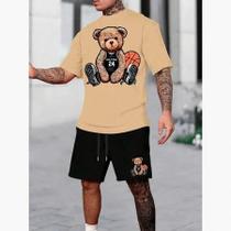 Short Bermuda Mauricinho Mais Camiseta Basica Gola Redonda Conjunto Masculino