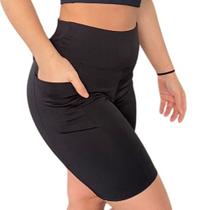 Short Bermuda Para Academia Com Bolso Lateral Para Celular Cós Alto