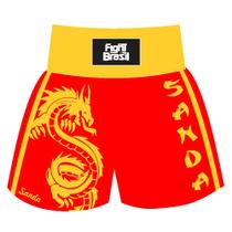 Short Calção Boxe Chinese Dragon Sanda - Verm/Amar Fb-3007