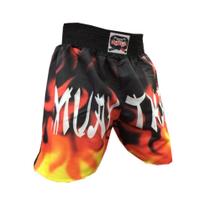 Short Calcao Muay Thai Fire V3 - Preto/Vermelho - Duelo Fight -