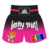 Short Calção Muay Thai New Kids Girls - Infantil - Rosa - Fb-3020