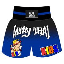 Short Calção Muay Thai New Kids - Infantil - Azul - Fb-3019 - Fight Brasil