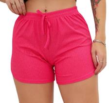 Short Canelado Feminino Bengaline Moda Verão Saida De Praia