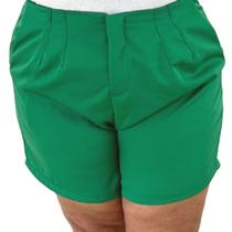 Short Casual em Duna Plus Size Feminino Meia Coxa Sólido Short Casual em Duna Plus Size Feminino Meia Coxa Sólido