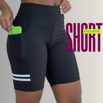 Short Ciclista Feminino com Bolso Bermuda para Academia com cós alto - Vulcano