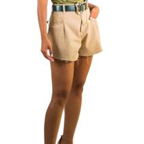 Short Cintura Alta Godê Em Sarja Soltinho Liso Feminino Tendencia Moda