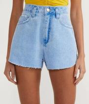 Short Cintura Alta Jeans Com Detalhes Nas Laterais 42 Short Cintura Alta Jeans Com Detalhes Nas Laterais 42