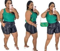 Short Cirre feminino com cinto plus Size meia coxa moda gringa