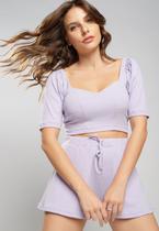 Short Comfy Godê Canelado Lilás Salvatore Fashion
