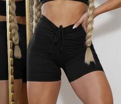 Short Cós Rolotê Preto - Tecido de Poliamida com Elastano Short Cós Rolotê Preto - Tecido de Poliamida com Elastano