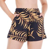 Short Crepe Estampado Com Bolso e Elástico na Cintura