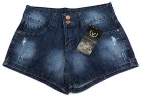 Short curto de Jeans Vilejack Rasgada Cós Médio