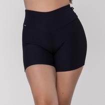 Short Curto Fitness Feminino Canelado Poliamida Cintura Alta