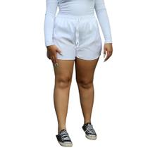 Short Curto Leve Com Cordão E Elástico Na Cintura Esportivo E Lazer Tecido Tactel Plus Size - Branco Short Curto Leve Com Cordão E Elástico Na Cintura Esportivo E Lazer Tecido Tactel Plus Size - Branco