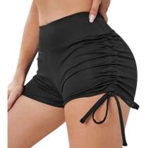 Short de Academia Fitness Feminino Laço Lateral Cós Duplo Adulto