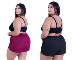 Short de Banho Shortinho Plus Size Feminino Bermuda Tactel C/Elastano Saída de Praia G5 E G6 Costuras Reforçadas Kit 2 Short de Banho Shortinho Plus Size Feminino Bermuda Tactel C/Elastano Saída de Praia G5 E G6 Costuras Reforçadas Kit 2