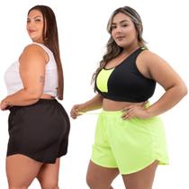 Short de Banho Shortinho Plus Size Feminino Bermuda Tactel C/Elastano Saída de Praia G5 E G6 Costuras Reforçadas Kit 2 Short de Banho Shortinho Plus Size Feminino Bermuda Tactel C/Elastano Saída de Praia G5 E G6 Costuras Reforçadas Kit 2