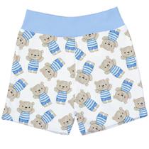 Short de Bebê Ursinho Azul Malha Short de Bebê Ursinho Azul Malha