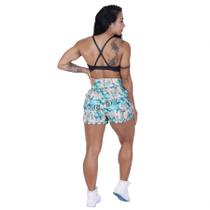Short de corrida soltinho estampado bolso e short interno proteção uv orbis