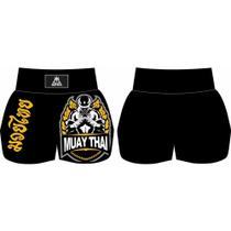 Short De Muay Thai/boxe Lutador Preto