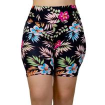 Short de Piscina Feminino Bermuda de Praia Plus Size Estampada Uv+ Poliamida Moda Praia Evangélica