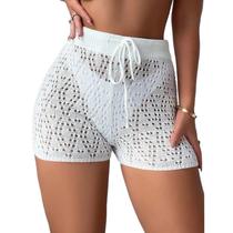 Short De Praia Tricot Saída De Mar Piscina Moda Verão Crochê