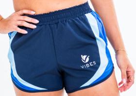 Short de tactel azul marinho com detalhe em azul claro Short de tactel azul marinho com detalhe em azul claro