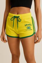 Short Do Brasil Bordado Feminino Vintage Curto